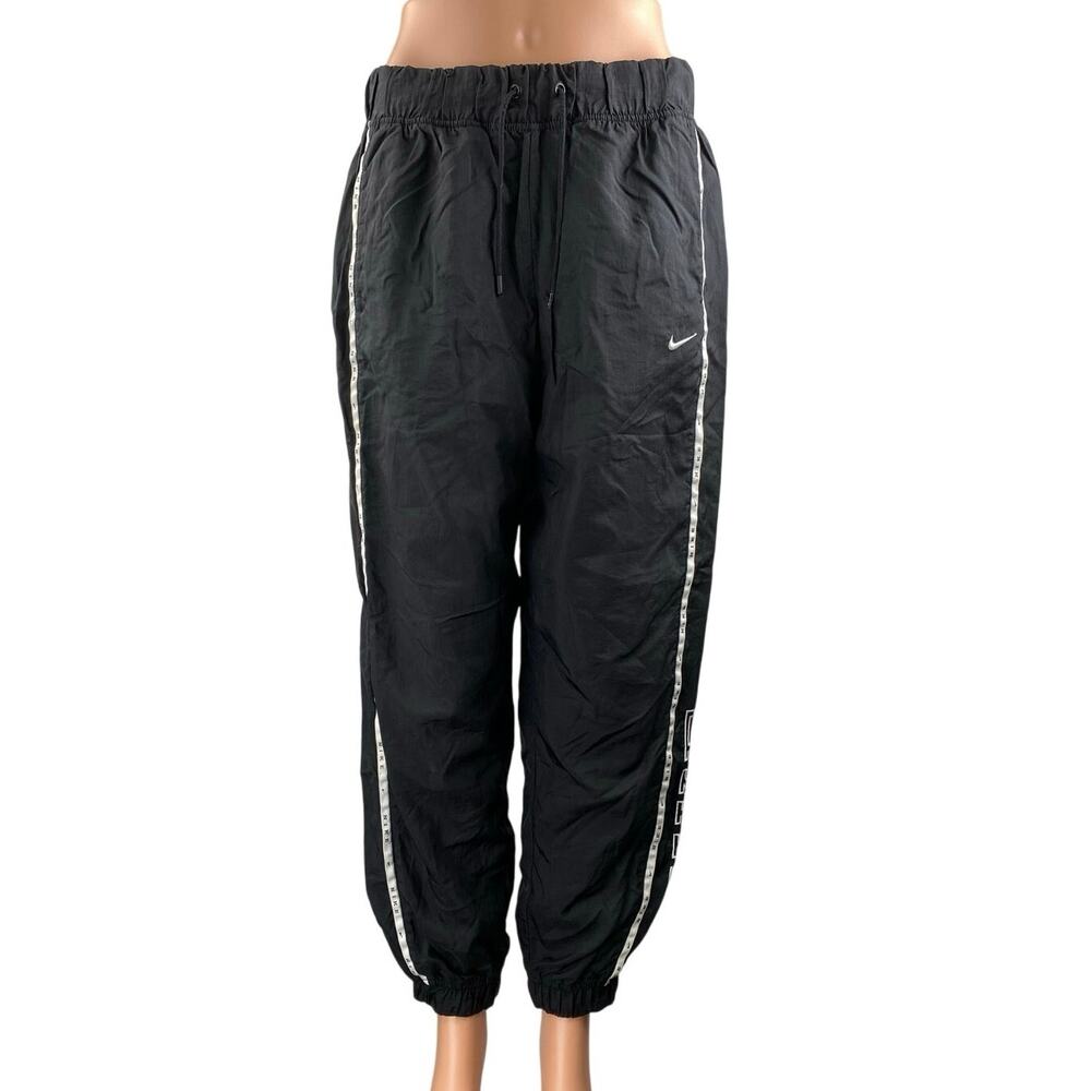 Nike Women's Black High Rise Striped Running Athletic Jogger Sweat Pants Size M